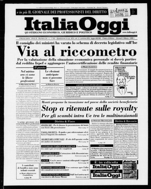 Italia oggi : quotidiano di economia finanza e politica